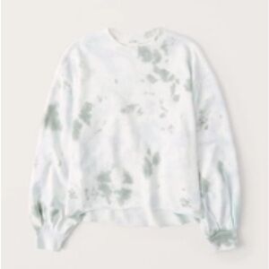 Abercrombie & Fitch Wash Effect Cutoff Crew Sweatshirt; Olive; size S